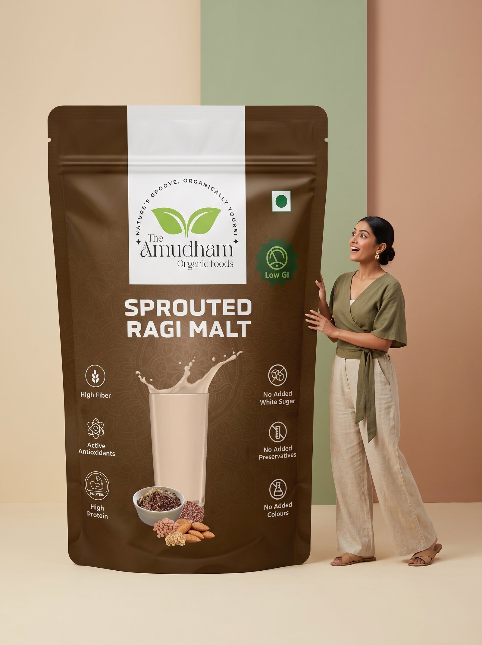 Female_model_with_giant_product_202607141656 SPROUTED RAGI MALT - Image 1